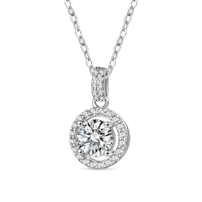 Round Cut Rubover VVS Moissanite Necklace