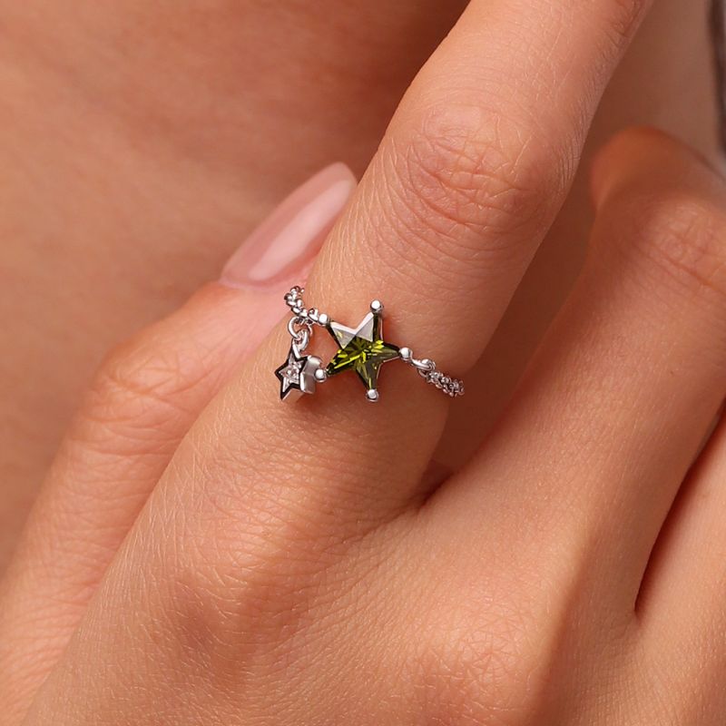 Olive Yellow Star Chain Ring