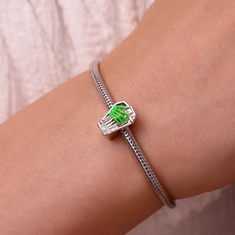 Coffin Green Skeleton Hand Charm