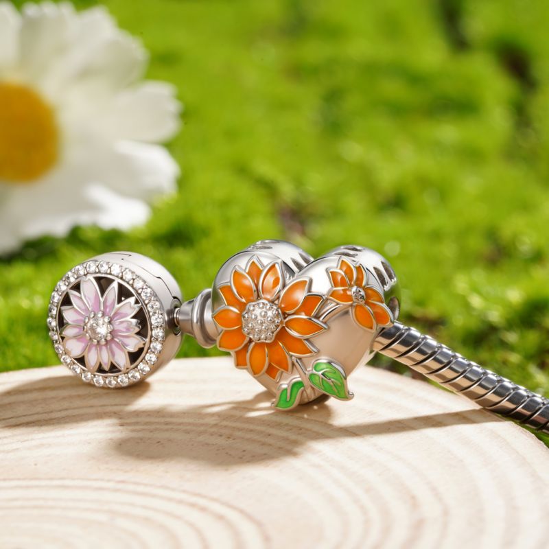Sunflower Heart Engravable Charm
