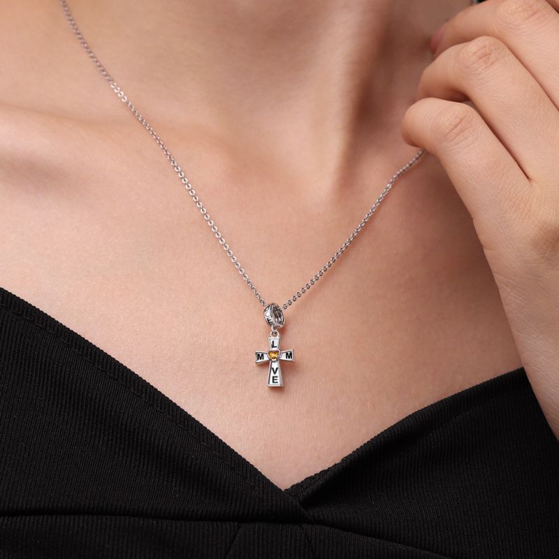 Love Mom Cross Pendant