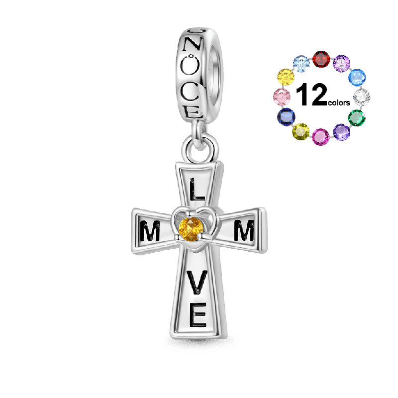 Love Mom Cross Pendant