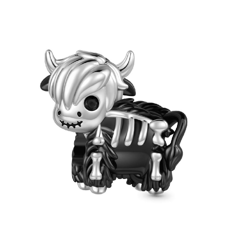 Skeleton Highland Cow Charm