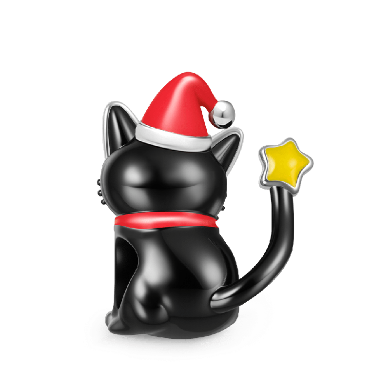 Christmas Black Cat Charm