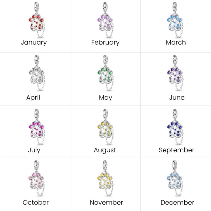 Pet Paw Birthstone Pendant