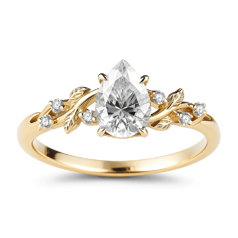 Leaf Pear-cut Engagement Ring
