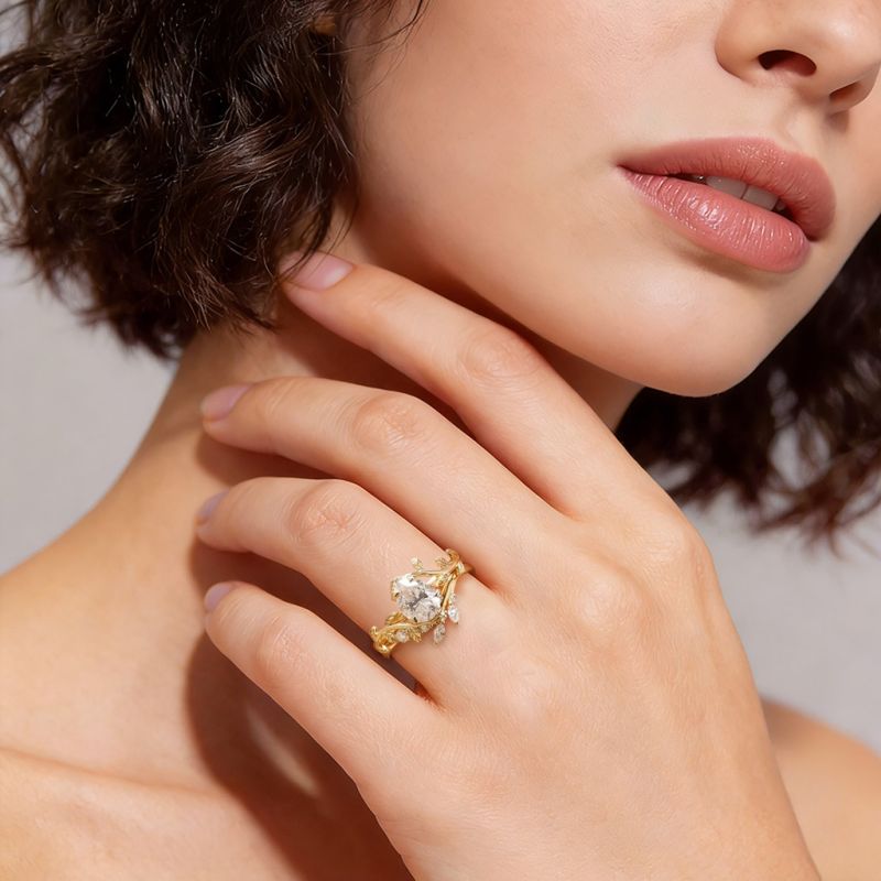 Pear-cut Leaf Ring Set