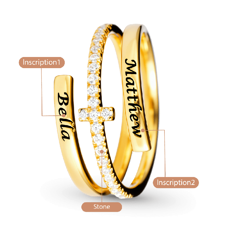 Engraving Names Cross Ring