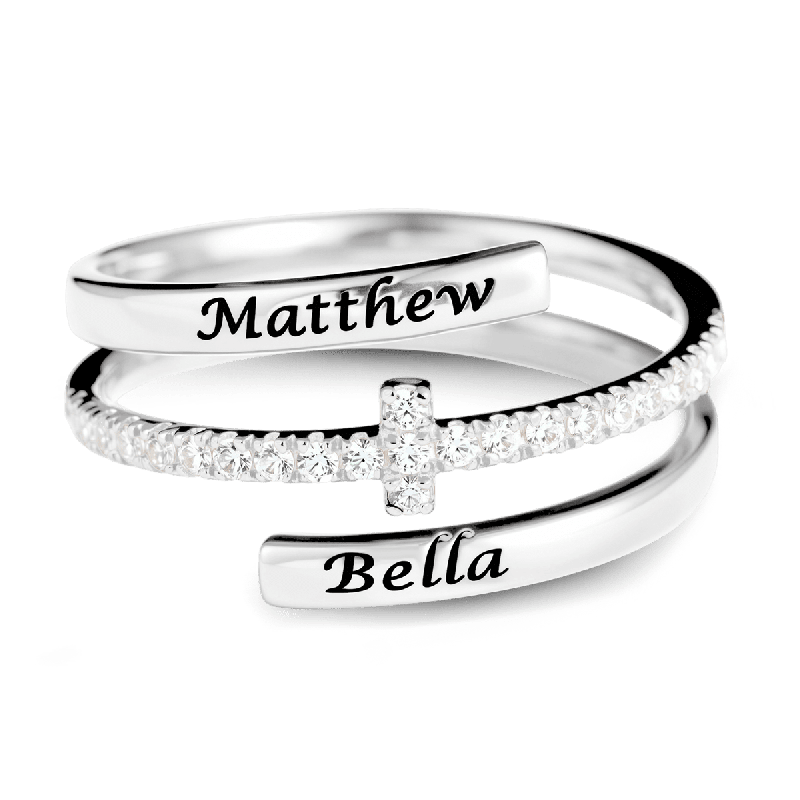 Engraving Names Cross Ring