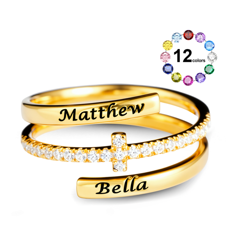 Engraving Names Cross Ring
