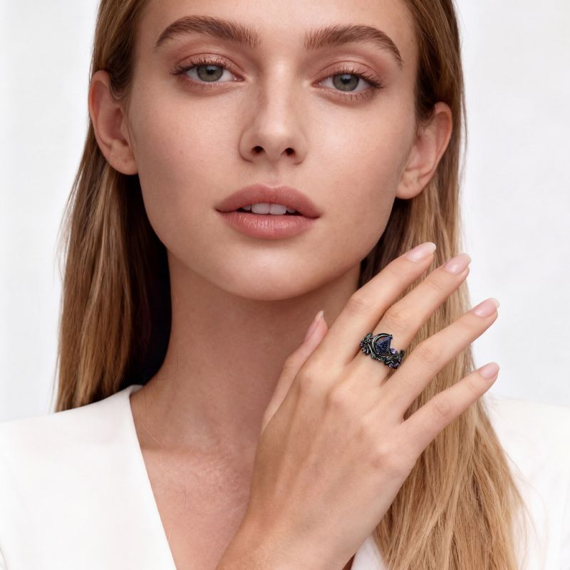 Crescent Moon Ring Set