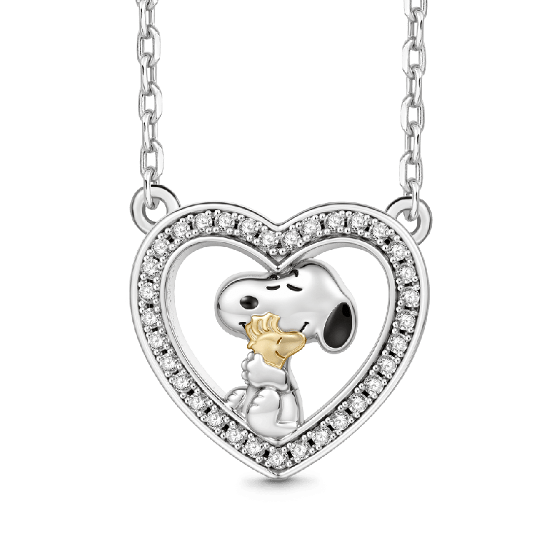Snoopy Embrace Woodstock Heart Necklace
