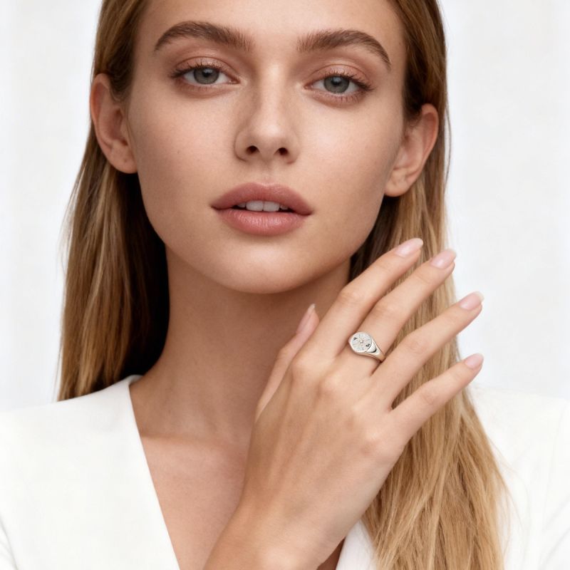 Compass Heart Signet Ring
