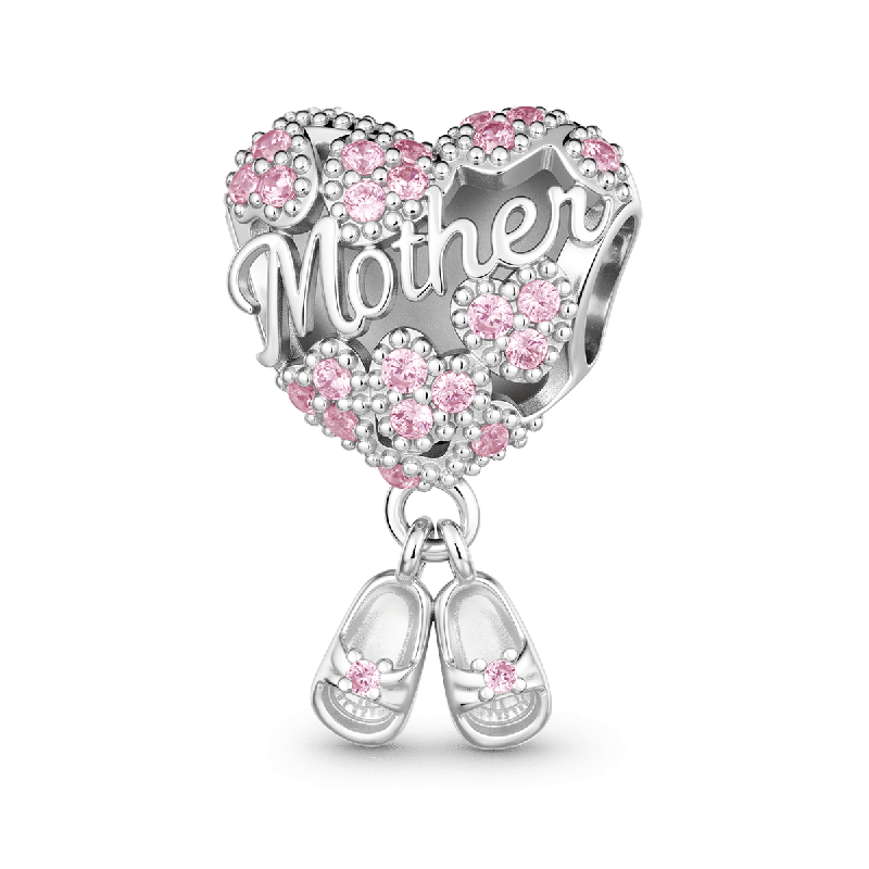 Mother Heart with Baby Shoes Charm