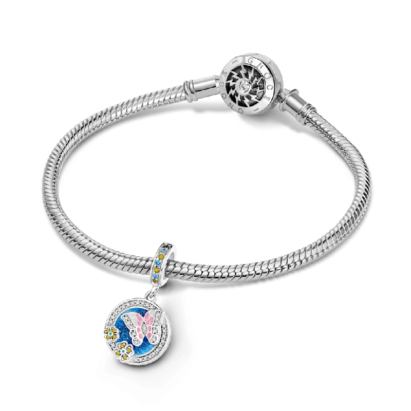 Butterfly Flowers Engravable Pendant