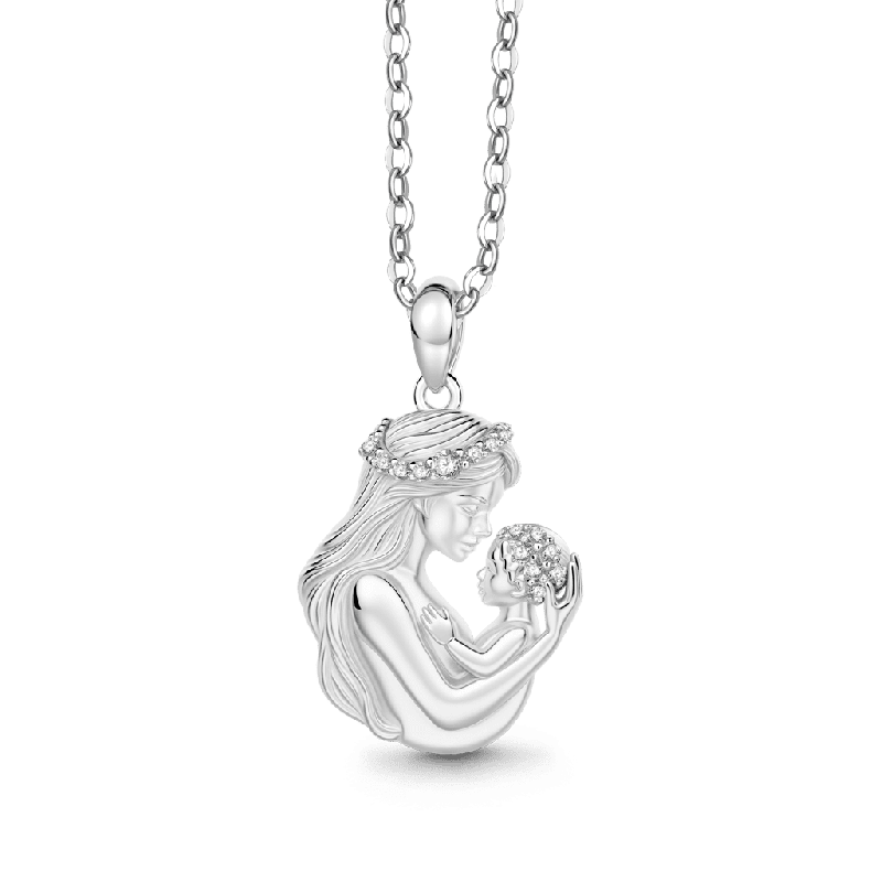 Mother Embraces Baby Necklace