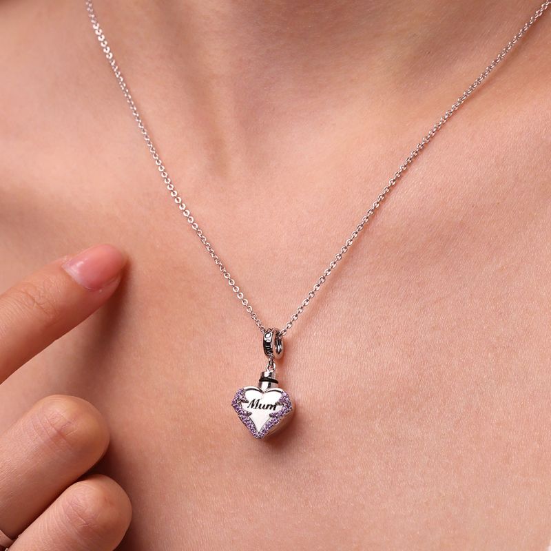Mom Heart Memorial Urn Ashes Pendant