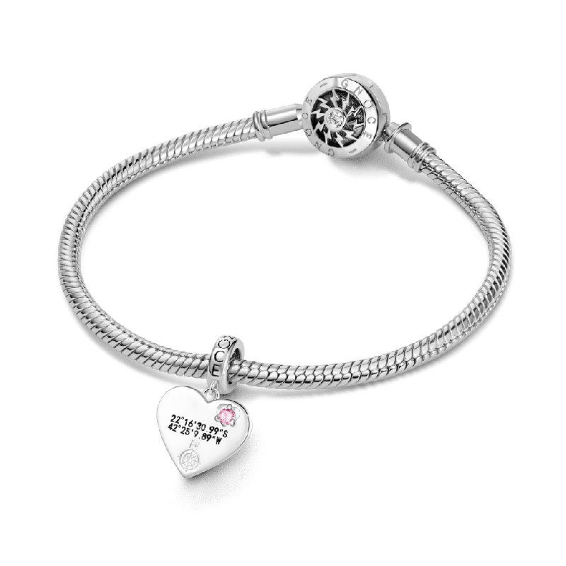Heart GPS Coordinate Charm