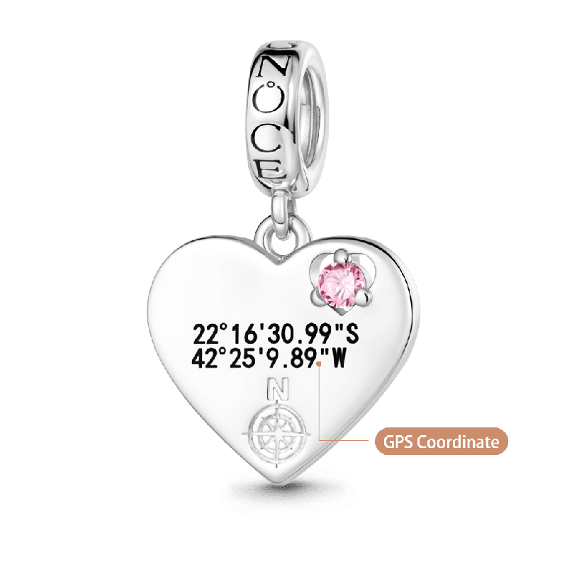 Heart GPS Coordinate Charm