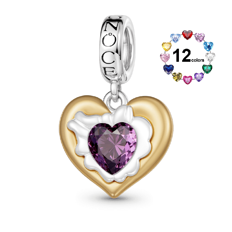 Heart Birthstone Engravable Charm