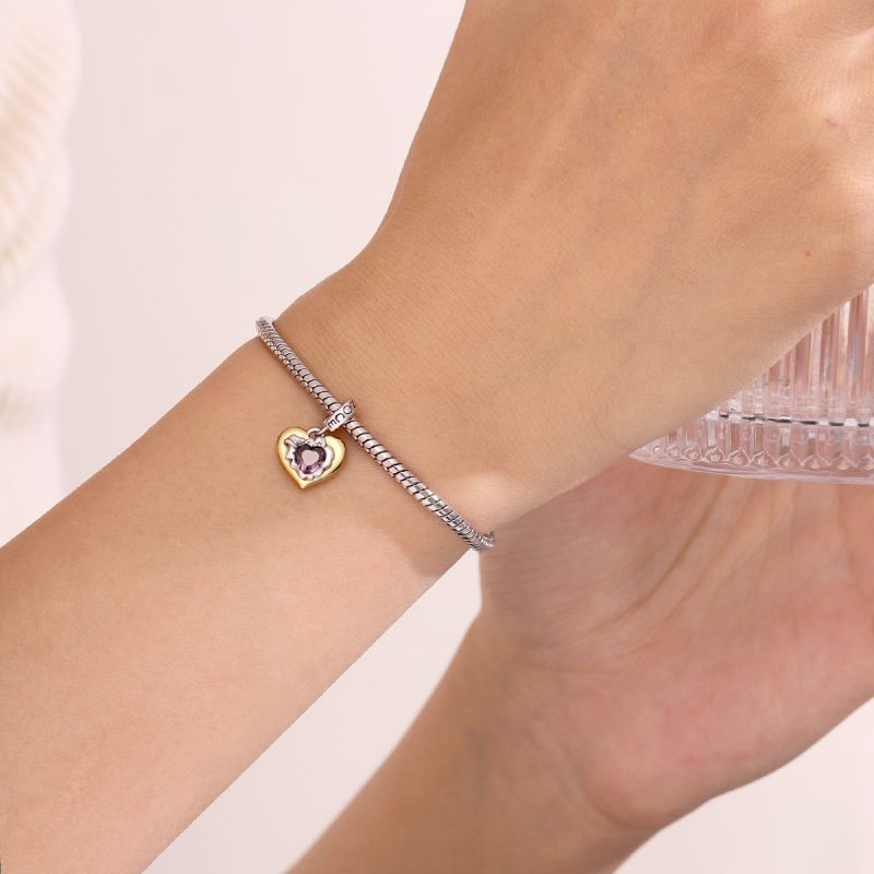 Heart Birthstone Engravable Charm