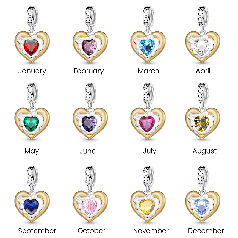 Heart Birthstone Engravable Charm
