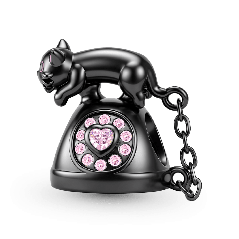 Black Cat Telephone Charm