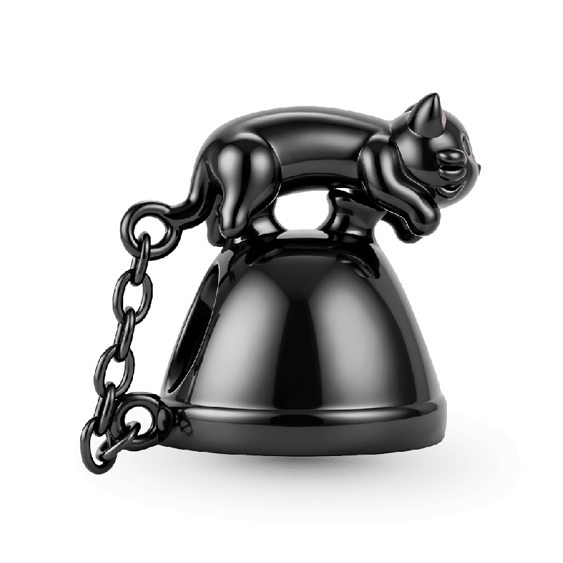 Black Cat Telephone Charm