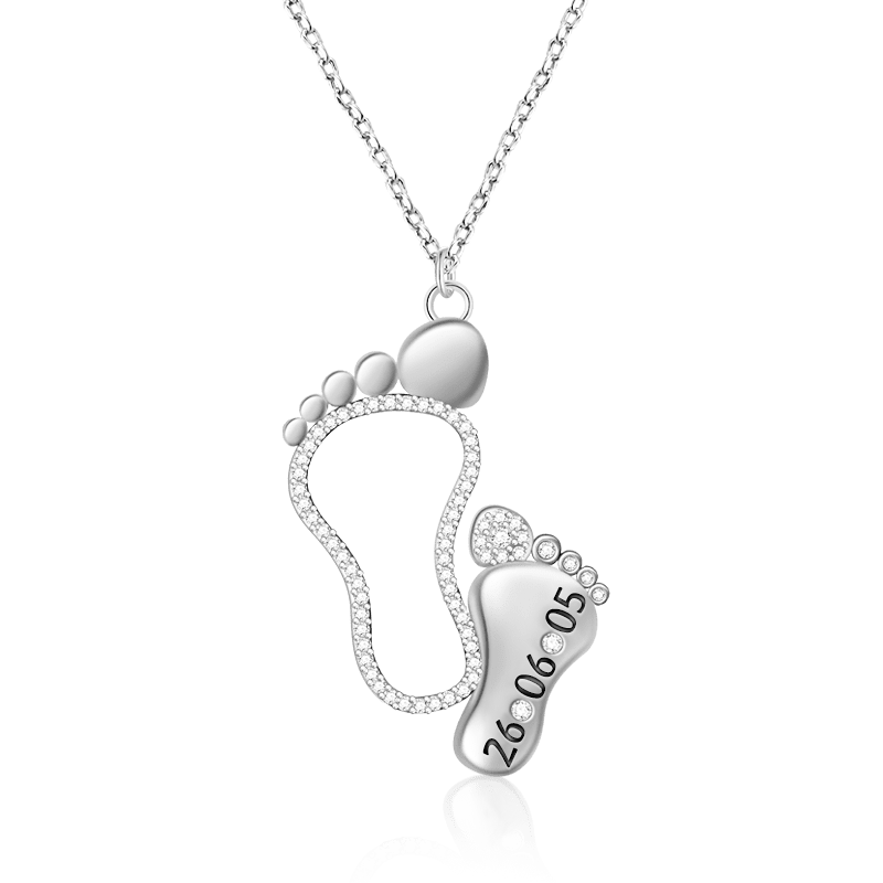 Custom Date Baby Feet Necklace