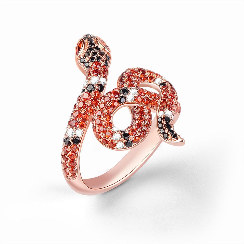 Tricolor CZ Snake Ring