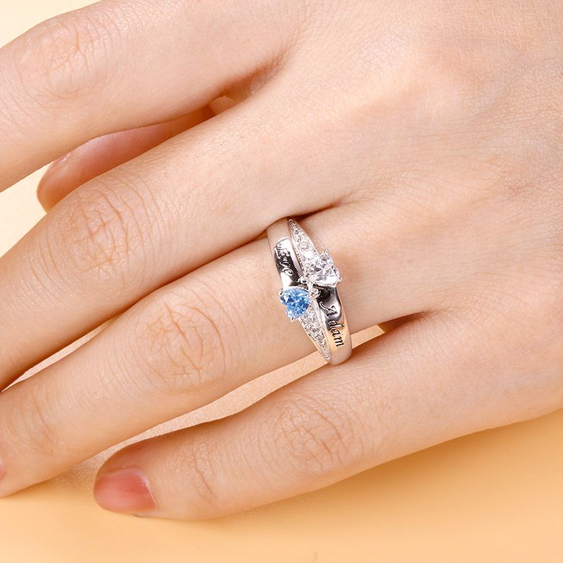 Double Heart Stones Ring