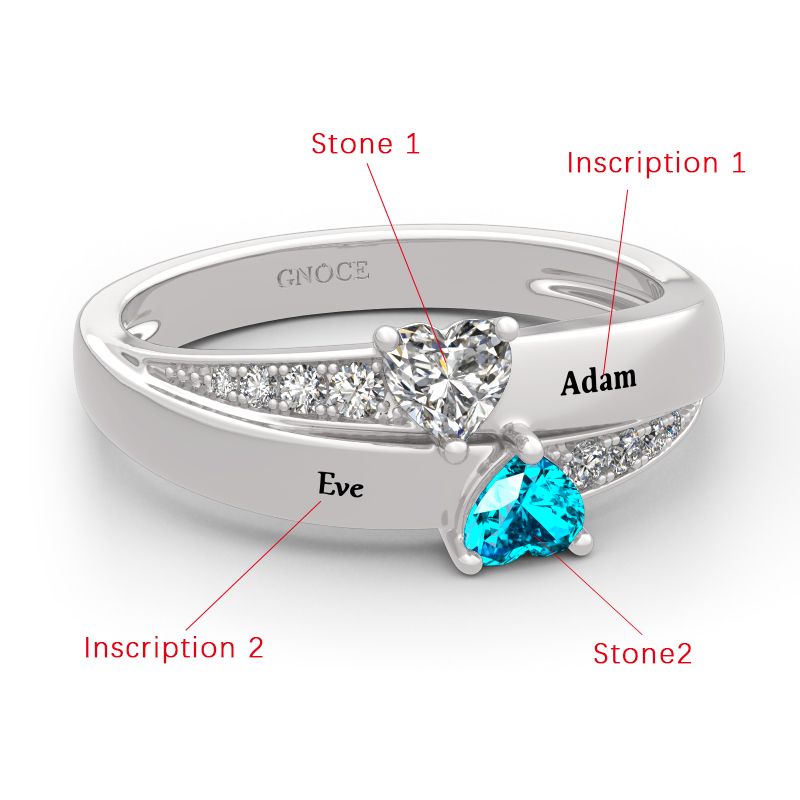 Double Heart Stones Ring