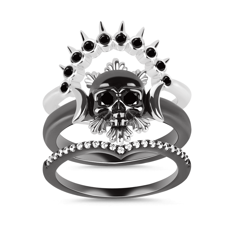 Black Skull Stackable Ring
