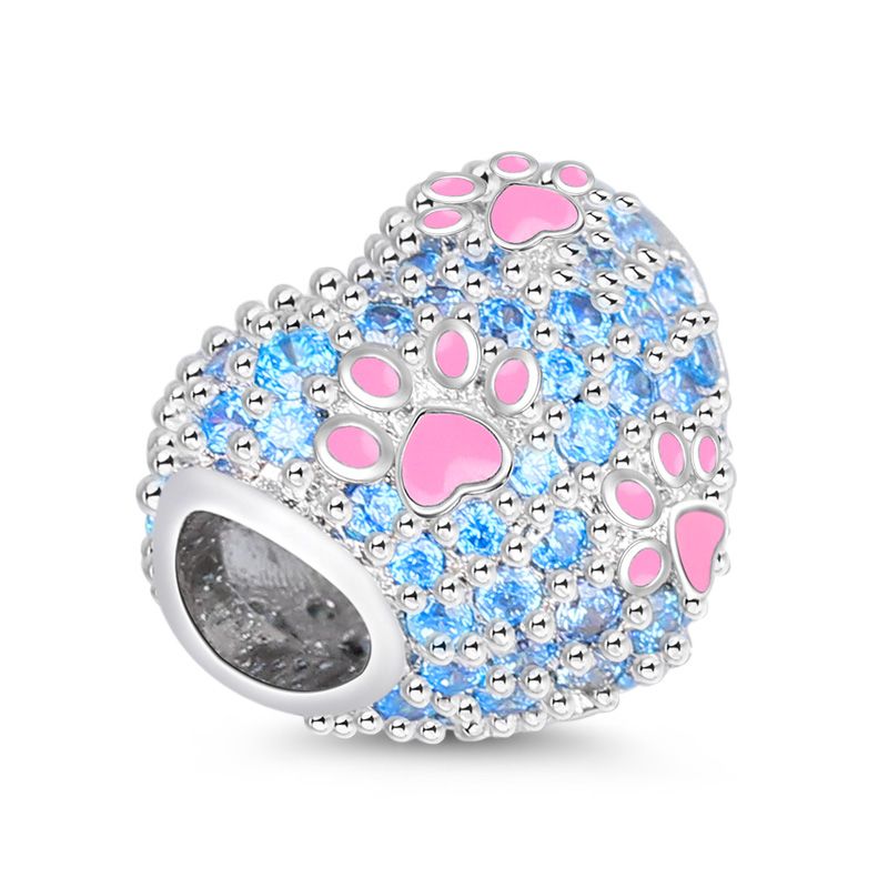 Paws Print Heart Charm