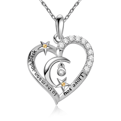 Moon & Star Heart Necklace