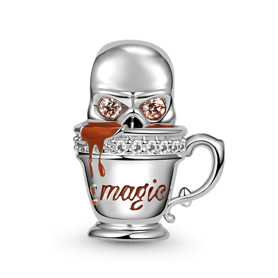 Skull In Coffee Cup Charm