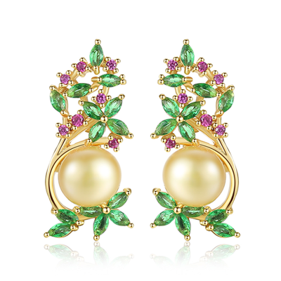 Flower & Pearl Stud Earrings