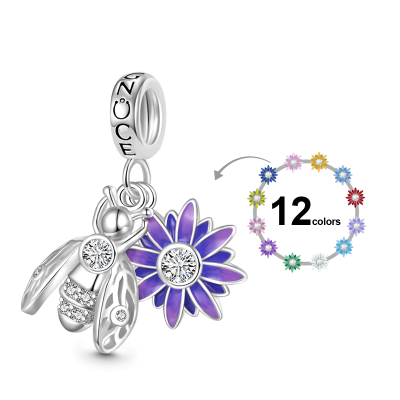 Bee Loves Daisy Birthstone Pendant