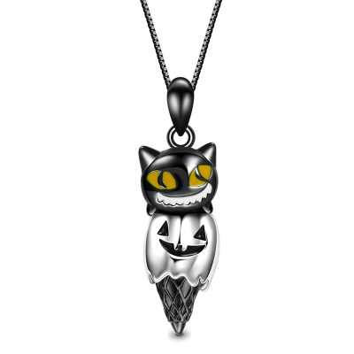 Cat & Pumpkin Cone Necklace