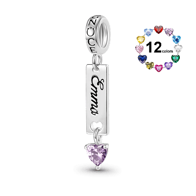 Bar Birthstone Engravable Pendant