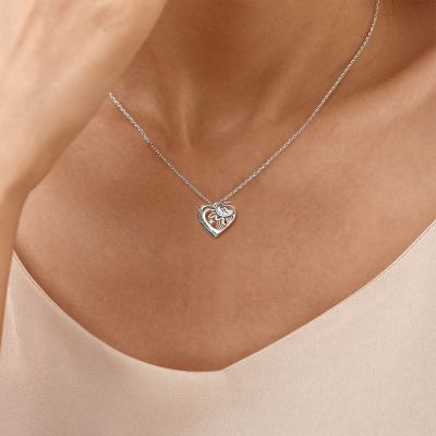 Love Heart Moon Necklace