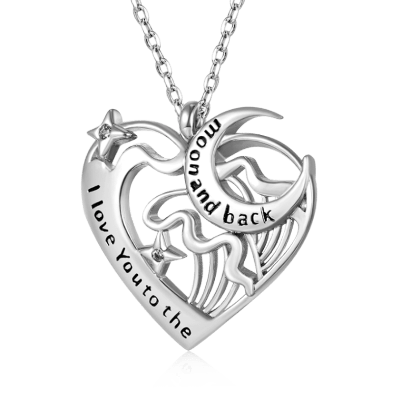 Love Heart Moon Necklace