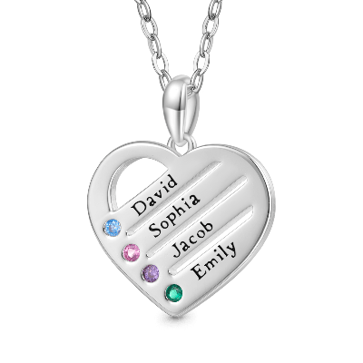Personalized Heart Family Necklace