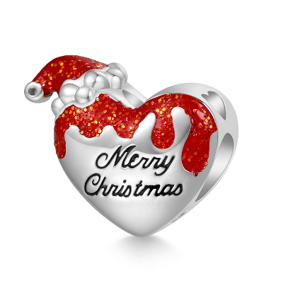 Merry Christmas Funny Heart Charm