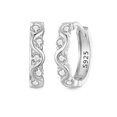 Wavy Sparkling Hoop Earrings