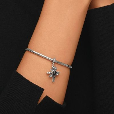 Projection Cross Rose Pendant