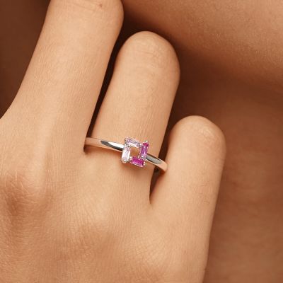 Rectangular Pink Ring