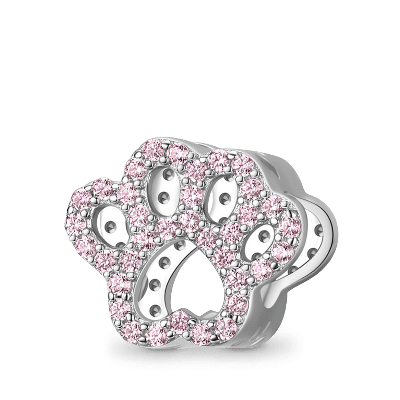Crystal Pink Paw Charm