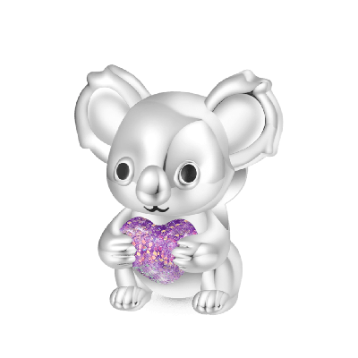 Koala Embraces Heart Charm
