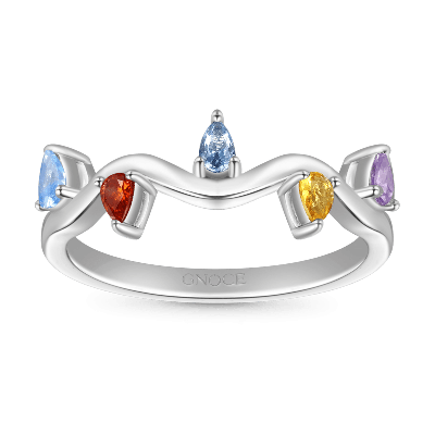 Wavy Colorful Diamond Ring